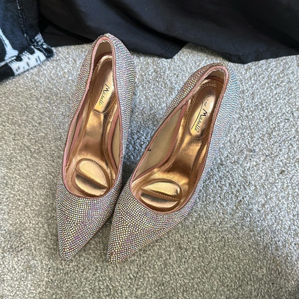 Pink sparkly high heels